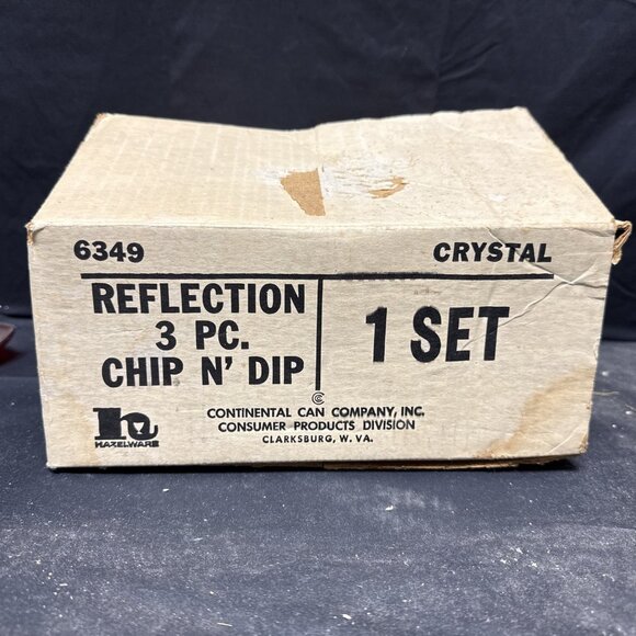 Hazelware Reflections MCM Clear Glass 3-Piece Chip & Dip Bowl Set Original Box - Picture 6 of 9